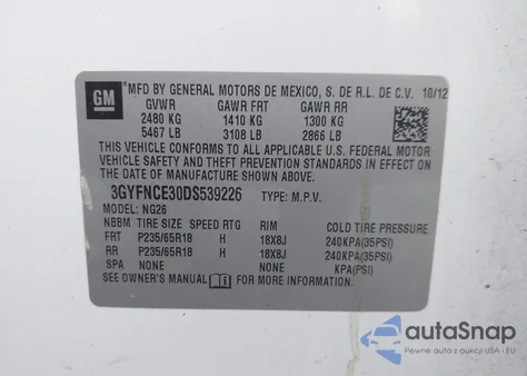 2013 Cadillac Srx Luxury Collection from USA, damaged, VIN 3GYFNCE30DS539226